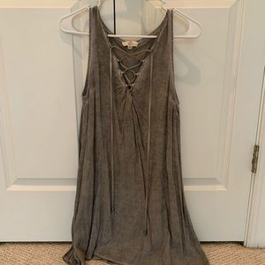Stonewash Gray Lace Up Dress
